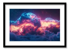 Vivid lightning illuminates colorful clouds in a dramatic night sky, creating a breathtaking spectacle of nature's power