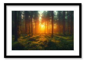 Green trees in the forest in summer