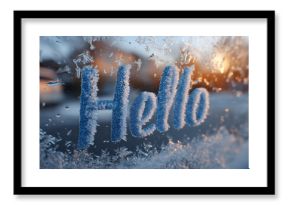 Hello 2026 on a frozen car window. The inscription hello 2026 among ice and frost.