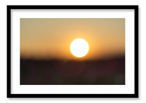 Golden sunset with blurred foreground creating dreamy warm effect.