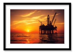 Oil rig silhouette outdoors sunset.