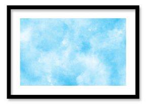 Creative vintage light sky blue background with various clouds and fogg, Watercolor stain with hand paint pattern on blue canvas, natural cloudy watercolor abstract painting background.