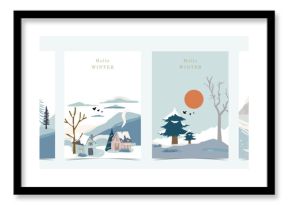 winter landscape background with mountain,tree for a4 vertical design