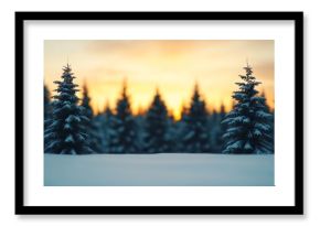 Snow-covered pine trees under a twilight sky, with the first stars appearing, capturing the calm and beauty of Winter Solstice 