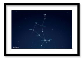 Bootes Constellation with Star Names in Night Sky