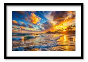Oceanside California Coastline, Bokeh Sunset, Pacific Ocean Waves