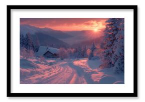 Beautiful snow winter landscape. Winter landscape. Beautiful wintry landscape