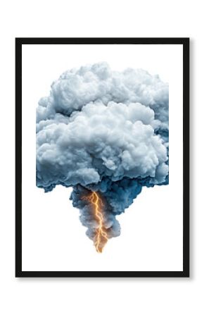 Large thundercloud with lightning bolt striking down