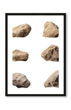 Six realistic large rocks with varying textures and shapes