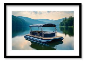 water pontoon boat on lake