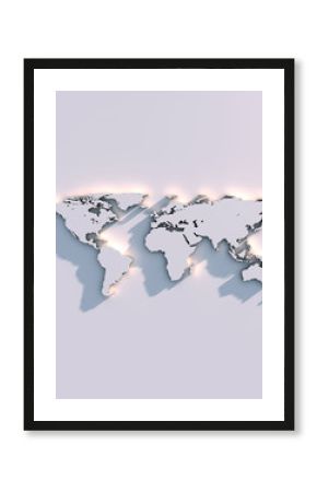 Relief mapy świata na ścianie