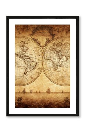 vintage map of the world 1733