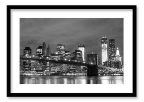Brooklyn Bridge i Manhattan Skyline At Night, Nowy Jork