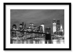 Brooklyn Bridge and Manhattan Skyline At Night, New York City