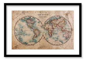 Old World Map in Hemispheres