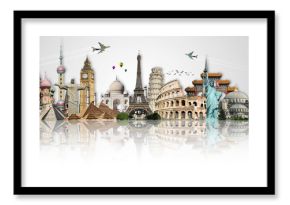 Travel the world monuments concept