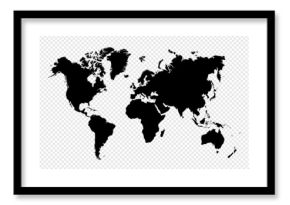 Black silhouette isolated World map EPS10 vector file.