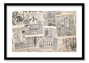newspaper pages with antique advertisement