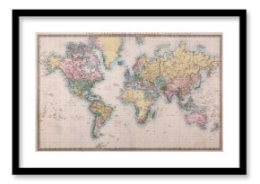Old Antique World Map on Mercators Projection