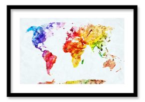 Fototapeta Mapa świata namalowana akwarelami na ścianę