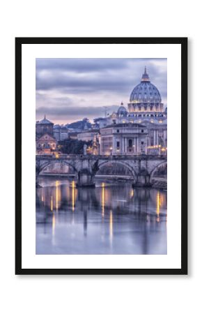Rome and the river tiber at dusk