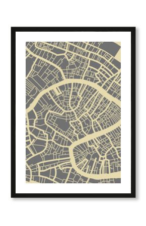 Venice vector map. Monochrome vintage design base for travel card, advertising, gift or poster.