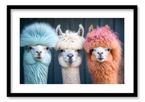 Drei bunte Alpakas, Three colorful alpacas