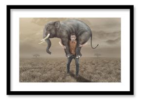 Man takes an elephant back