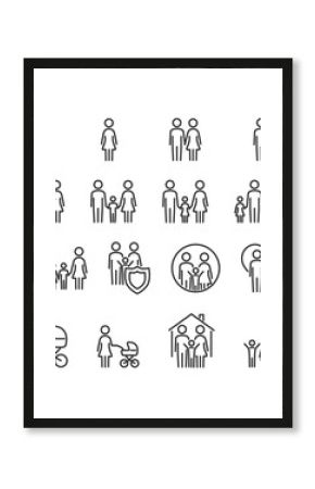 Vector image set of family line icons.