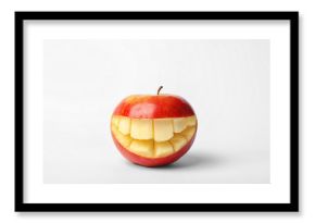 Funny smiling apple on white background
