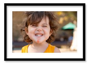 Happy girl with funny face portrait