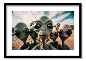 aliens in the desert take a selfie. Generative AI