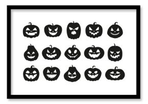Funny Halloween pumpkin silhouette collection. Vector illustration isolated on a white background