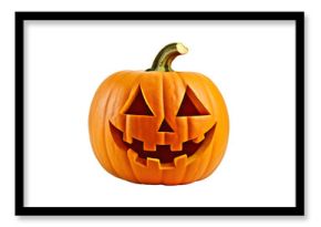 Carved halloween jack o lantern pumpkin isolated on transparent background