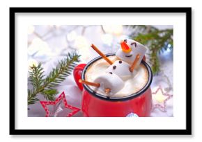 Hot chocolate with melted snowman