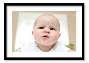 Newborn baby girl on her blanket