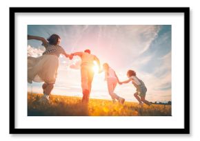 Happy family on autumn walk