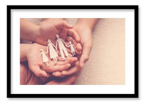 hands holding paper family cutout, family home, adoption foster care, homeless support , mental health, homeschooling , cost of living during  recession concept