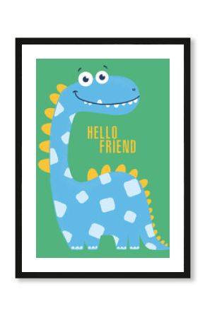 illustration baby dinosaur cute simple funny orange child poster