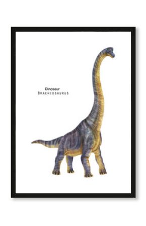 Brachiosaurus illustration. Violet long neck dinosaur