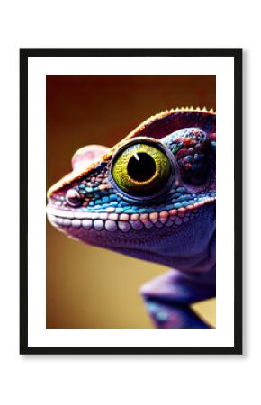 Studio portrait of cute chameleon reptile as wildlife illustration