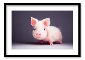 Illustration of cute little baby pig in studio setting