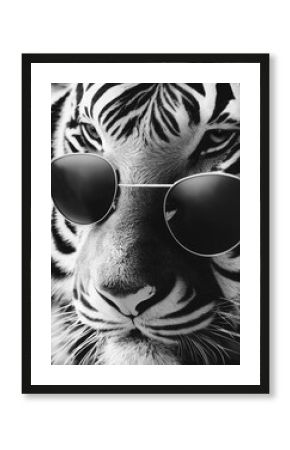 Cute tiger with sunglasses as hipster coolness illustration