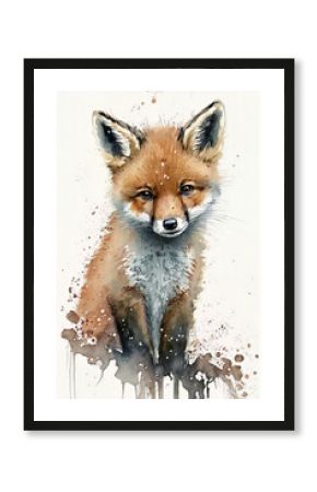 Watercolor illustration of a fox. Generative AI