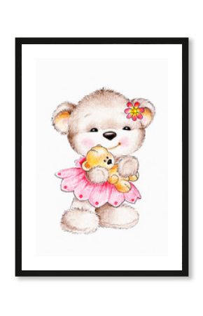 Cute Teddy bear with baby bear