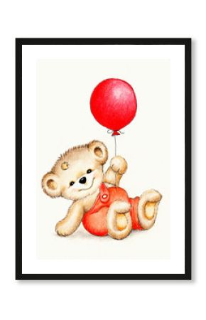 Cute Teddy bear with balloon