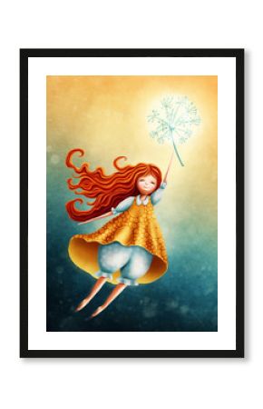 Little fairy girl flying