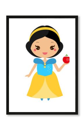 Snow White. Cute fairy tale character in kawaii style.