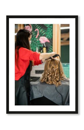 curls, hair coloring, hairdresser at work
