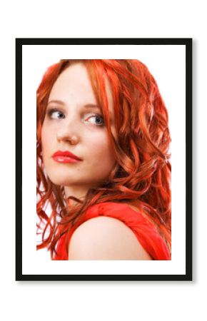 The beautiful girl with red hair